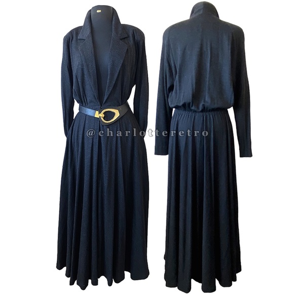 vtg Donna Karan Wool Coat Dress w Pockets • USA - Picture 3 of 14